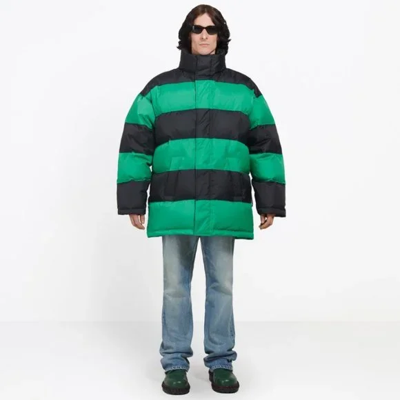 Balenciaga Down Jacket Striped Stripe Puffer Feather Jacket 44